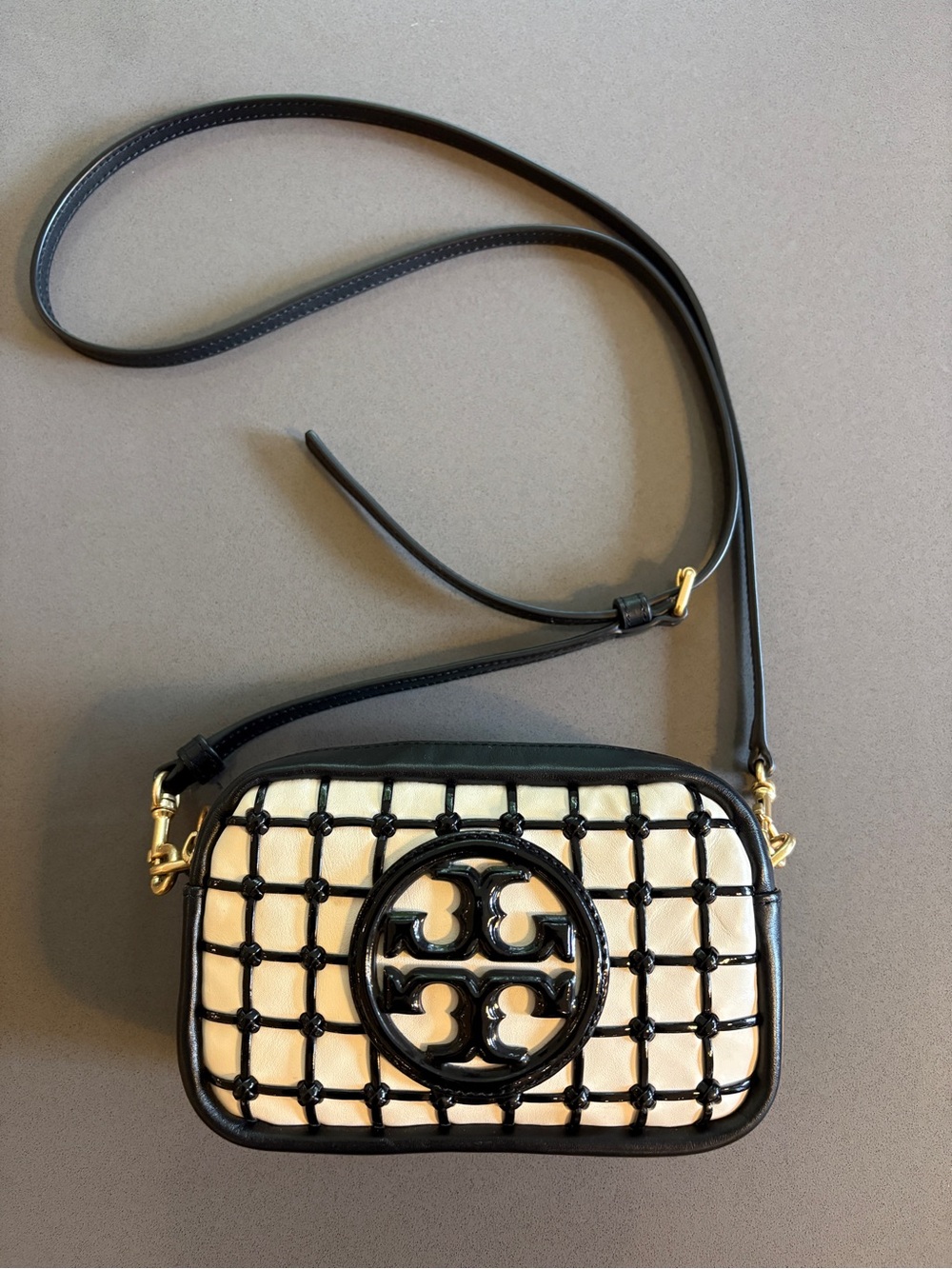 Tory Burch Perry Bombe Leather Mini Whipstitch Crossbody Bag